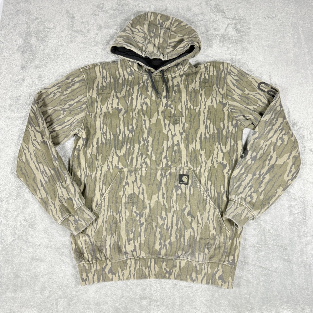 Carhartt Mens Medium Hoodie Mossy Oak Bottomland Camo Loose Fit TS5484-M